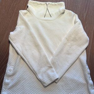 L.L. Bean Cream Quilted funnel neck pullover